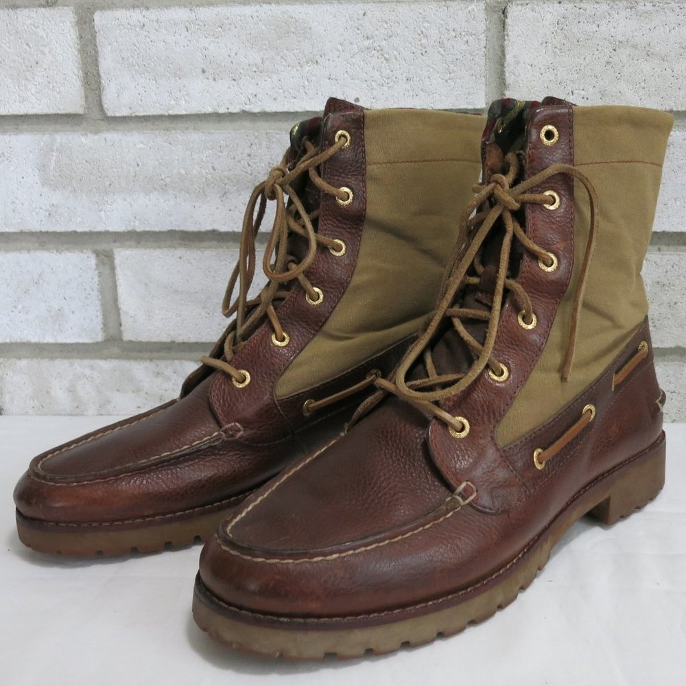 Sperry Oil Tanned Leather Canvas Hiking Boots 9 M